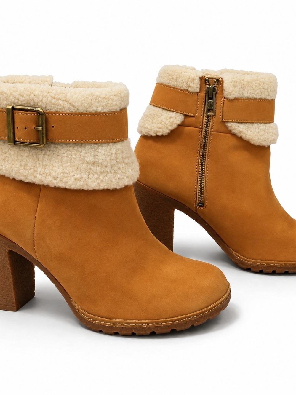 Timberland Suede Shearling Cuff Ankle Boots